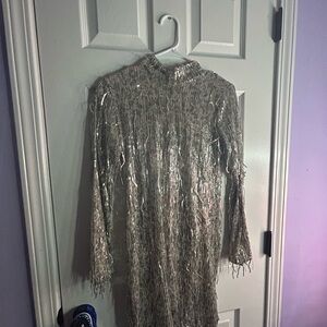 Silver Metallic Fringe Dress